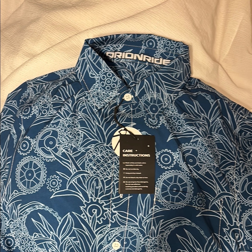 Blue Patterned Men's Shirt OrionRide bicycle casual button up